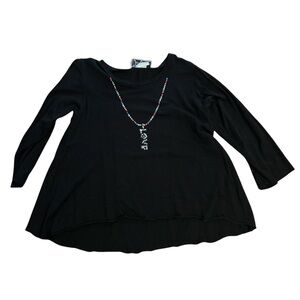 Dori girls black multi rhinestone necklace l/s shirt sz 5/6 great condition